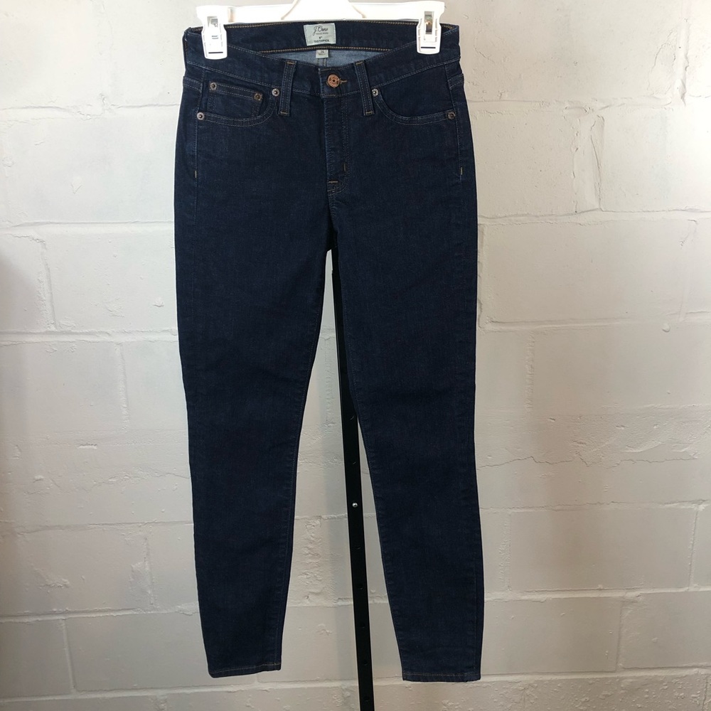 J.Crew Women's Dark Wash 8" Toothpick Mid Rise Skinny Stretch Denim Jeans Sz 26